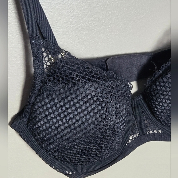 Victoria's Secret Fishnet Overlay Whimsigoth Glam Plunge Push Up Bra, 36D - Picture 2 of 4